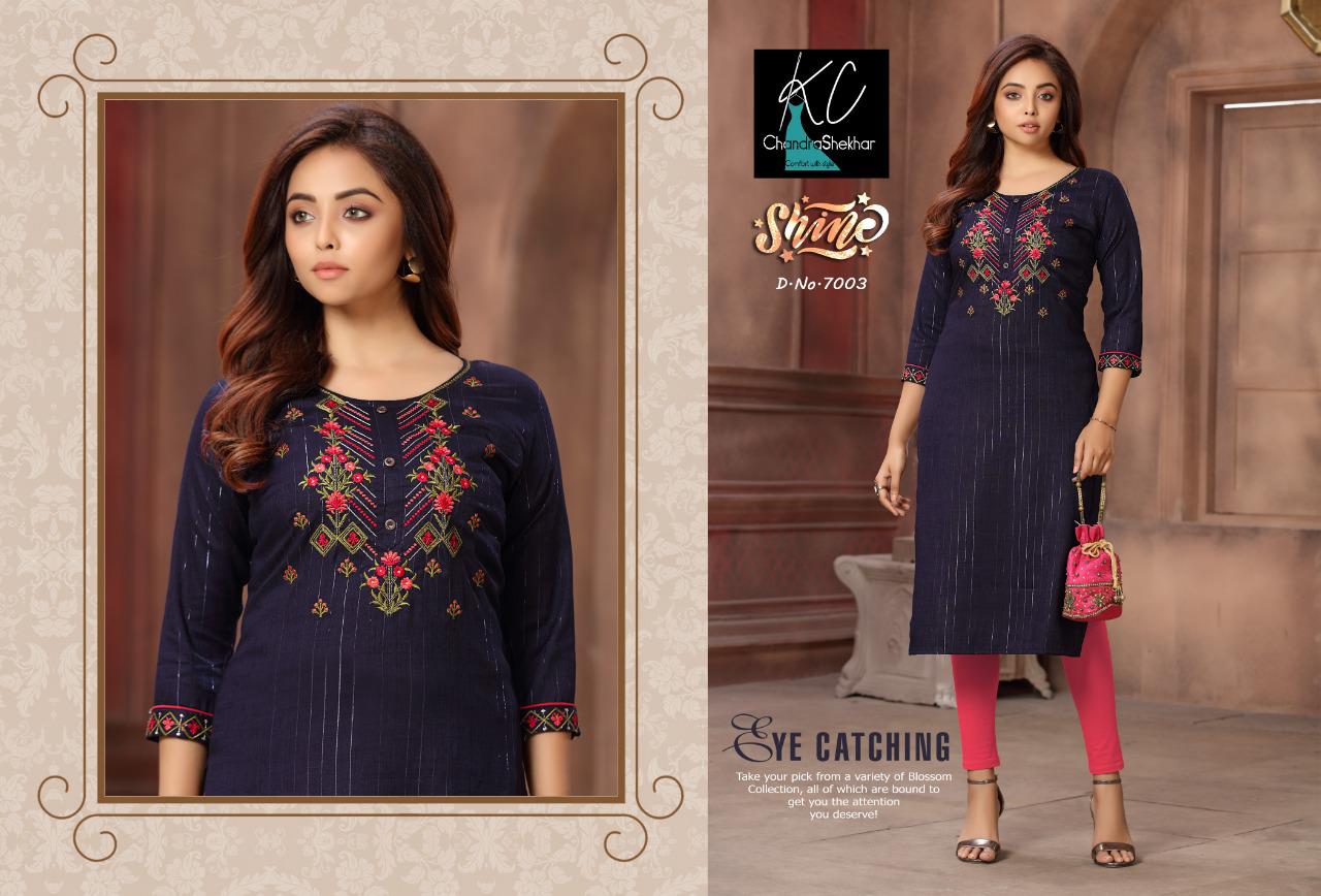 Kc Shine 7 Ethnic Wear Rayon Embroidery Designer Kurti Collection